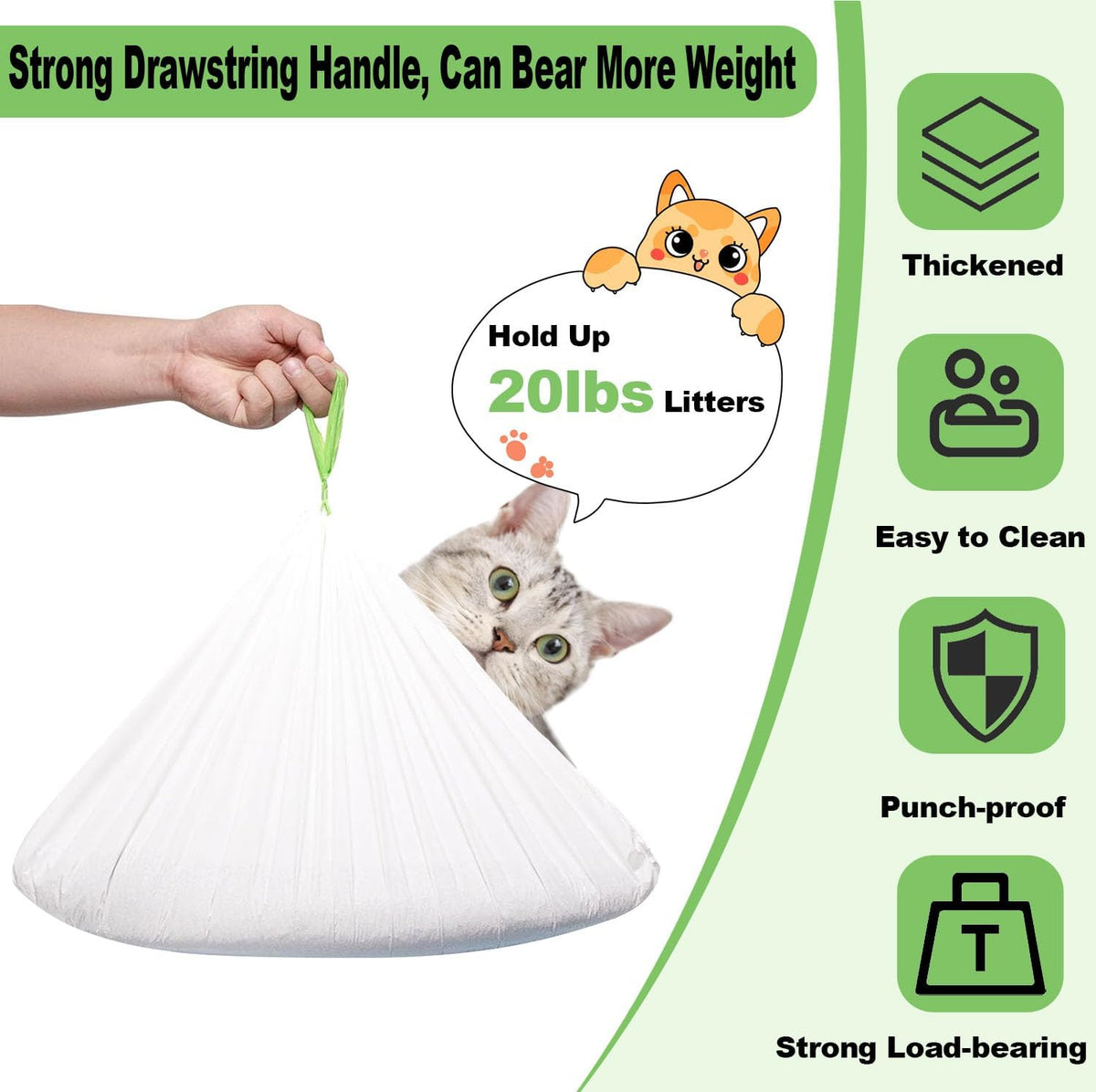 Rastalola Official® 120 Pack Cat Litter Bags with Drawstring, Compatible with Litter Robot 3 & 4, 10-12 Gallons (Sold by Ameroliy-US Store) - PuriLite