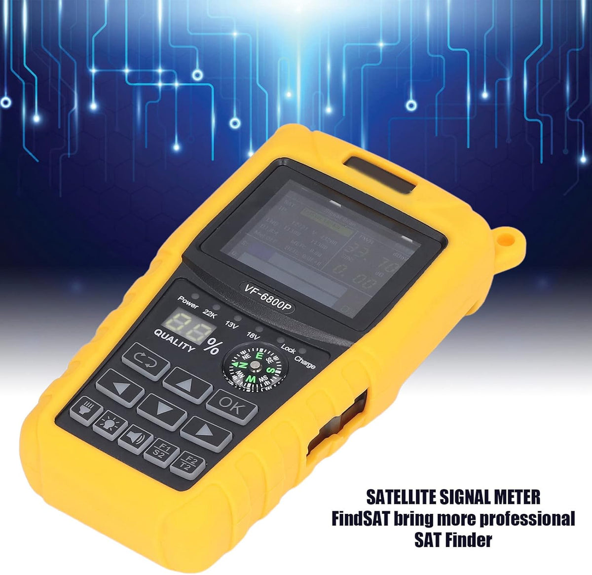 Satellite Finder, Portable Satellite Finder 2.4inch TFT LCD Professional HD Digital Satellite Finder Meter for Testing Strength, SNR, MER and More (US Plug) - PuriLite
