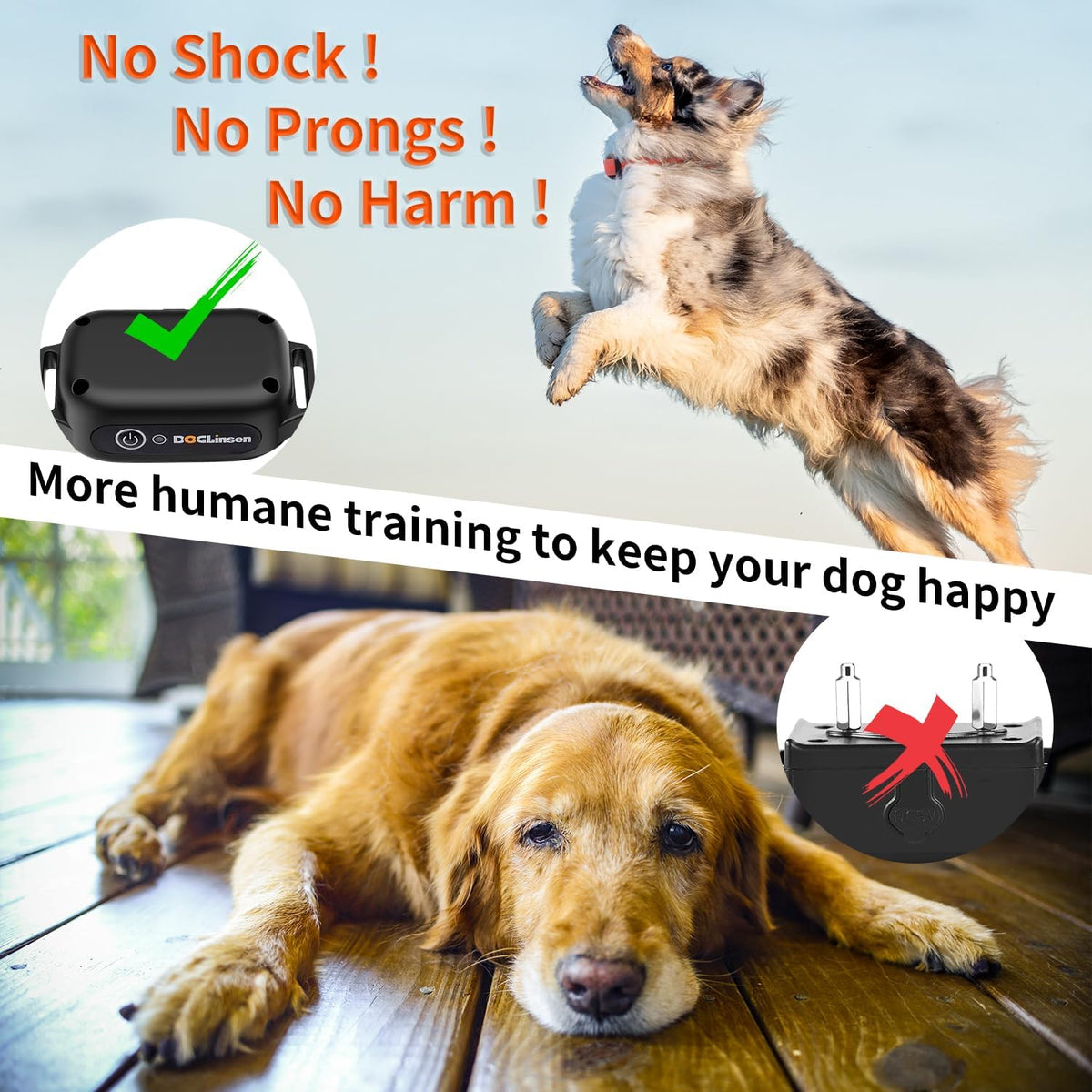 DOGLinsen No Shock Dog Training Collar with Remote 3300ft Range, Vibrating Dog Collar, Vibration Collar for Small Medium Large Dogs, 9 Style Tones and Vibration Collar - PuriLite
