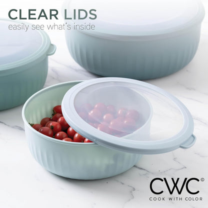 COOK WITH COLOR Prep Bowls with Lids- 8 Piece Nesting Plastic Small Mixing Bowl Set with Lids (Teal Ombre) - PuriLite