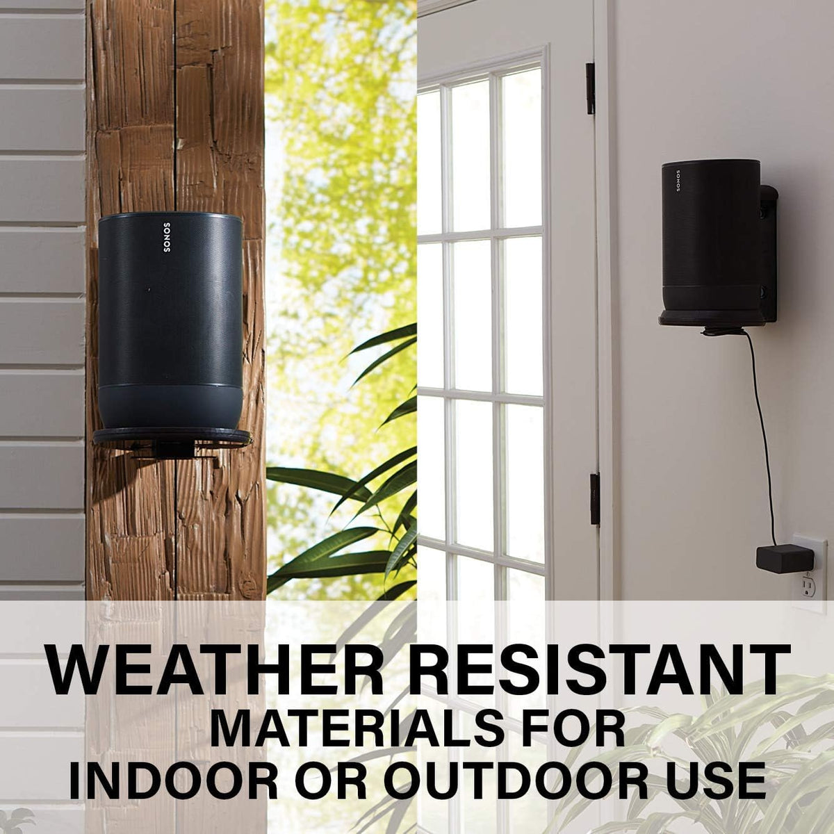 Sanus Indoor & Outdoor Mount Designed for Sonos Move Speaker -Save Shelf & Table Space-Weather Resistant - WSSMM1-B2 (Black) - PuriLite