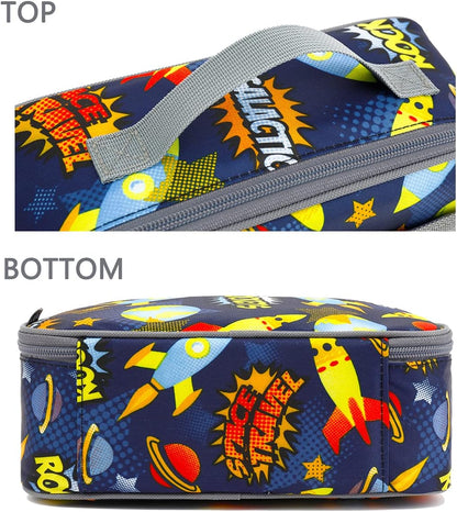 FlowFly Kids Lunch Box Insulated Soft Bag Mini Cooler Back to School Thermal Meal Tote Kit for Girls, Boys, Black - PuriLite