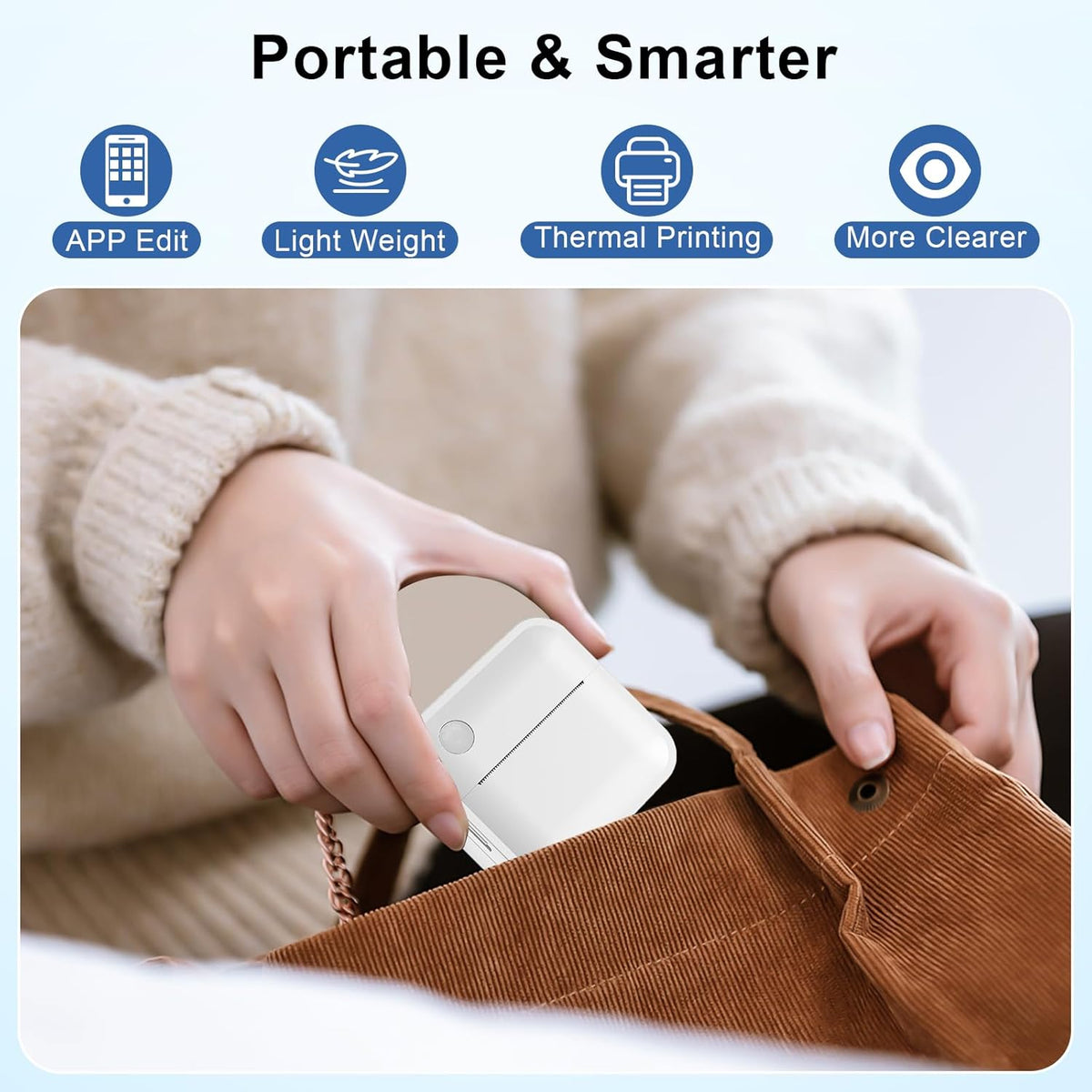 Label Maker Machine with Tape - Thermal Label Printer Bluetooth Label Maker Machine, Mini Printer Sticker Maker for Home, Kitchen, School, Office Organization with 2 Rolls Paper (Green) - PuriLite