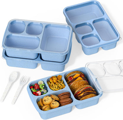 Large Capacity Bento Box for Adults, 4-Piece Set – Stackable Lunch Box with 4 Compartments, Microwave & Dishwasher Safe, Reusable Meal Prep Containers, Snack Containers for Kids & Adults (4 Colors) - PuriLite
