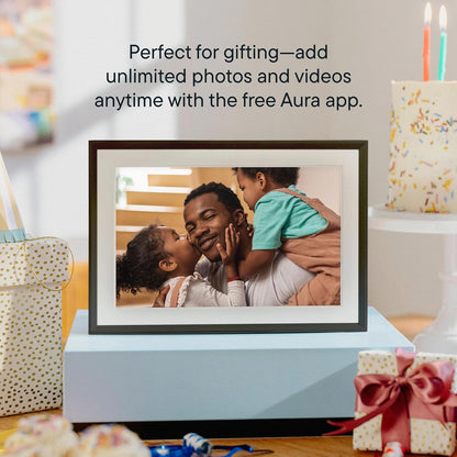 Aura Aspen 12" Digital Photo Frame - Black with Paper Mat - PuriLite