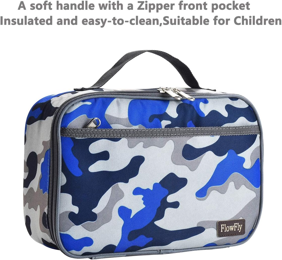 FlowFly Kids Lunch Box Insulated Soft Bag Mini Cooler Back to School Thermal Meal Tote Kit for Girls, Boys, Black - PuriLite