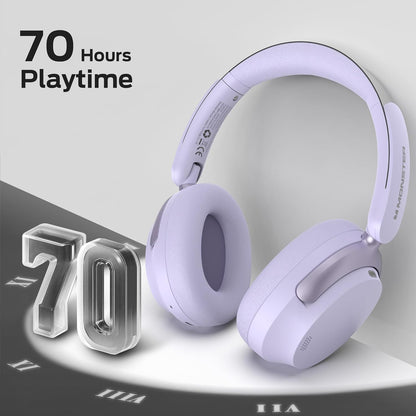 Monster Persona 3rd ANC Active Noise Canceling Headphones, Wireless Bluetooth 5.4 Over-Ear Headphones with 6 Mics, 70H Playtime and 3 EQ Modes, Deep Bass, Foldable Comfort Design for Travel, Purple - PuriLite