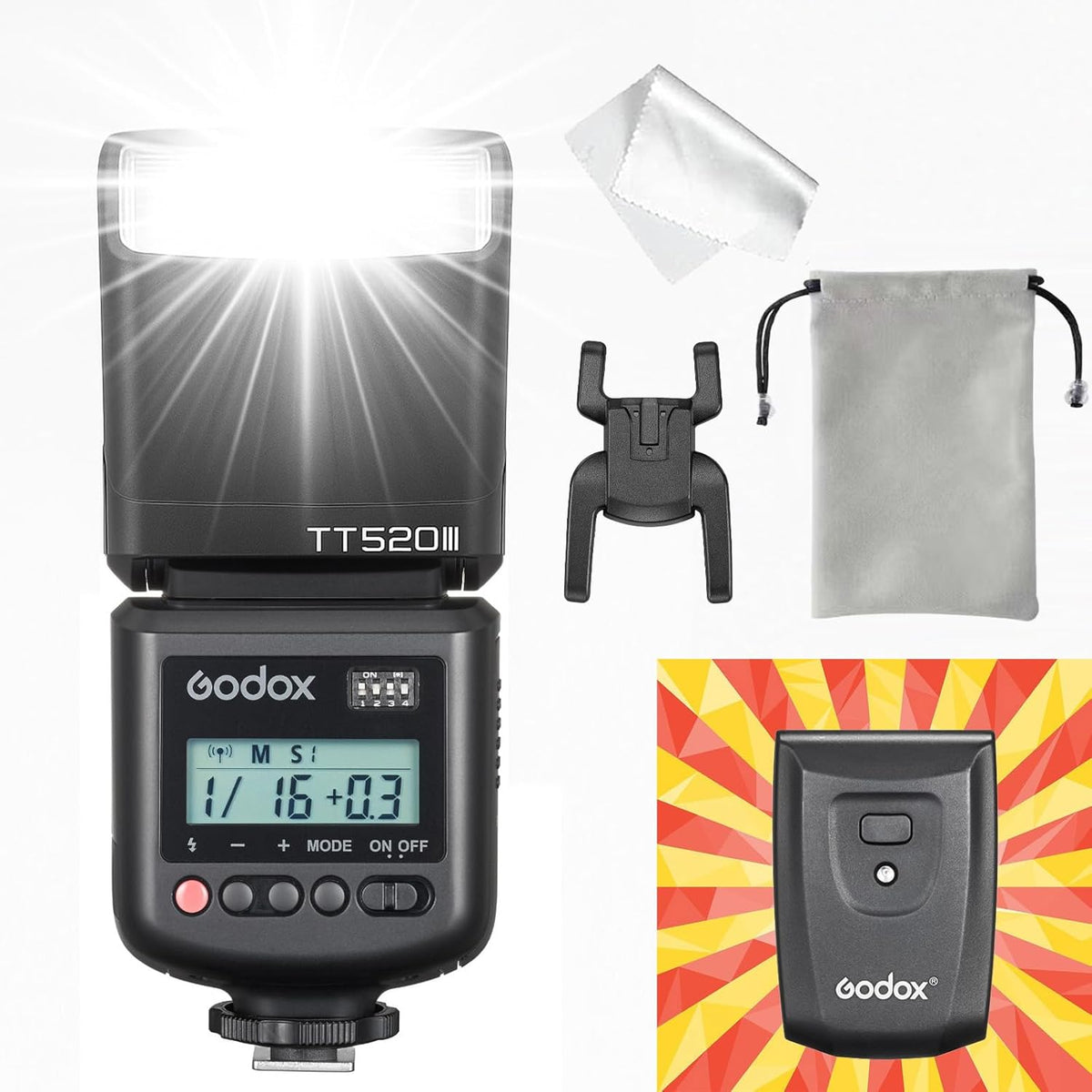Godox TT520 III TT520III Camera Flash - Godox TT520 II TT520II Upgraded, 433MHz GN33 Manual Flash with RT-16 Transmitter, 1/128-1/1Power(±1/3-stop), S1/S2 Mode,Compatible w/Center-Pin Hotshoe Cameras - PuriLite