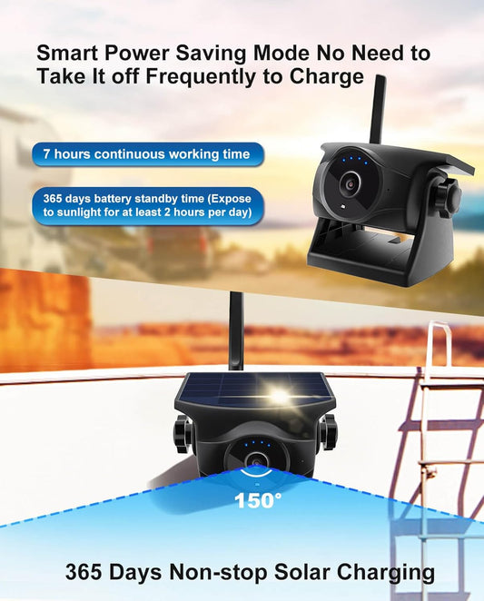 STONVUE 1080P Solar Wireless Backup Camera -Magnetic Hitch Rear/Front Camera with Night Vision, 365-Day Standby, Waterproof, Rechargeable Battery for Horse Trailer RV Truck Car for Phone Pad Android - PuriLite