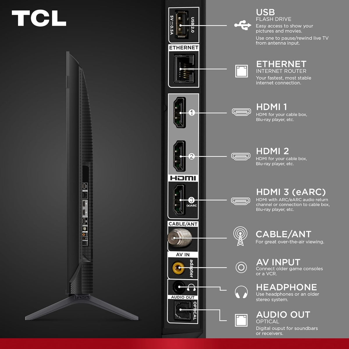TCL 65-Inch Q65 QLED 4K UHD Smart TV with Google TV (65Q651G-CA, 2024 Model) Dolby Vision, Dolby Atmos, HDR Pro+, Game Accelerator Enhanced Gaming, Voice Remote, Works with Alexa, Streaming Television - PuriLite