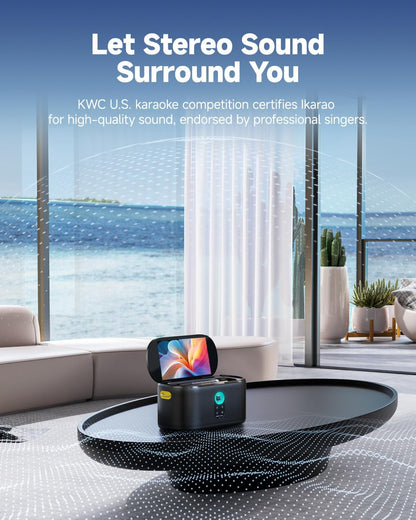 Karaoke Machine for Adults & Kids with Screen Lyrics Display, 2 Wireless Microphones Auto-Charging, Portable Bluetooth Speaker PA System WiFi/HDMI, Home Outdoor Party Speaker (Shell Series) (Shell S2) - PuriLite