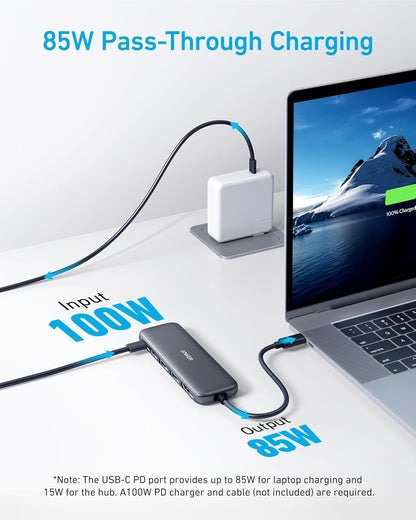 Anker 332 USB-C Hub (5-in-1) with 4K HDMI Display, 5Gbps - and 2 5Gbps USB-A Data Ports and for MacBook Pro, MacBook Air, Dell XPS, Lenovo Thinkpad, HP Laptops and More - PuriLite