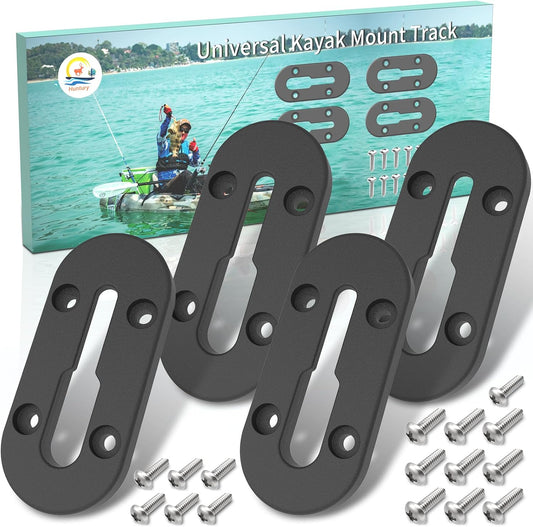 Huntury Kayak Track, Kayak Low Profile Track, Kayak Rail, Kayak Accessories Mount Track, Kayak Gear Track for Fishing Rod Holder, Fish Finder, Cup Holder, Anchor Cleat, Pack of 4, 4" - PuriLite