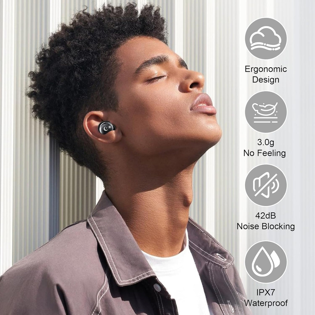 VEKJ Sleep Earbuds, Bluetooth 5.4 Mini Wireless Ear Euds with Multifunctional Touch Screen, 48H Bass Stereo Headphones with Sleep Mode/5 EQ Modes/ENC Noise Cancelling, IPX7 Earphones for iOS Android - PuriLite