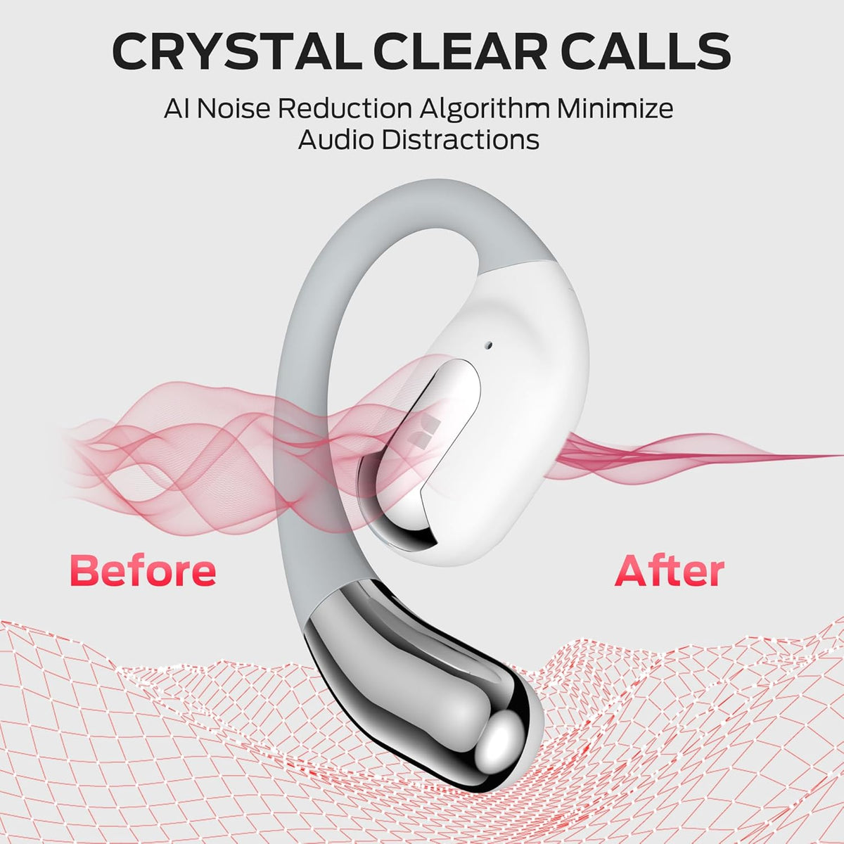 Monster Open Ear AC317 Headphones, Bluetooth 5.4 Wireless Headphones with Stereo Sound, 24H Playback, Crystal Clear Calls, Type-C Charging, Touch Control, Sweat Resistant Open Ear Wireless Earbuds - PuriLite