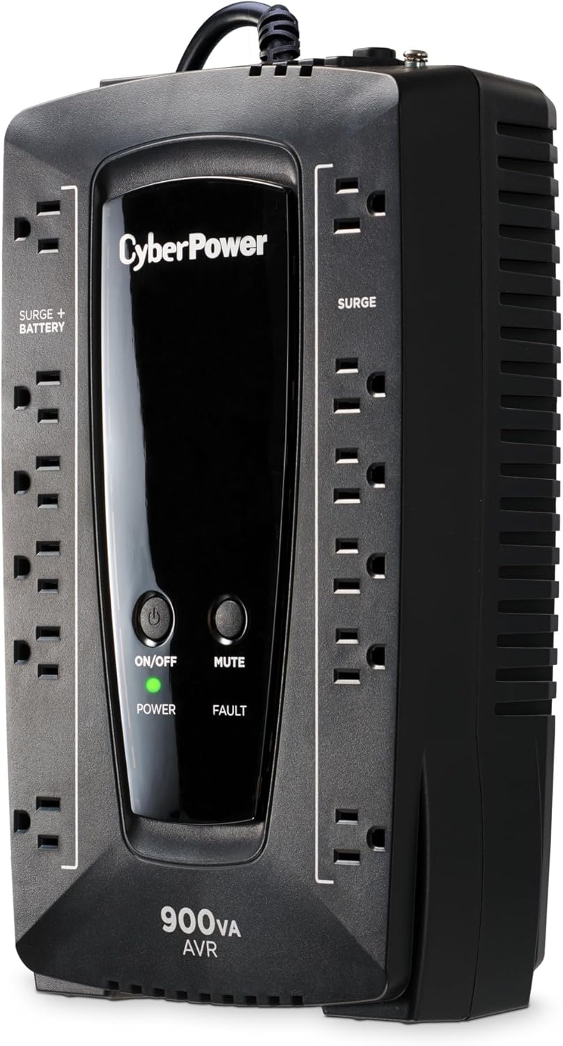 CyberPower AVRG900LCD Intelligent LCD UPS System, 900VA/480W, 12 Outlets, AVR, Compact - PuriLite