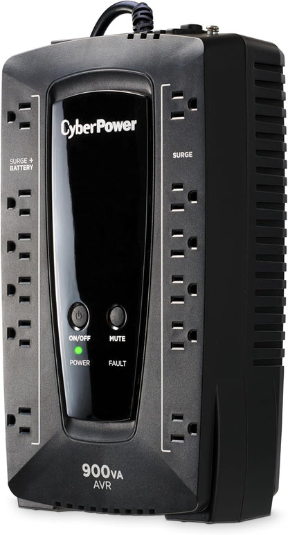 CyberPower AVRG900LCD Intelligent LCD UPS System, 900VA/480W, 12 Outlets, AVR, Compact - PuriLite