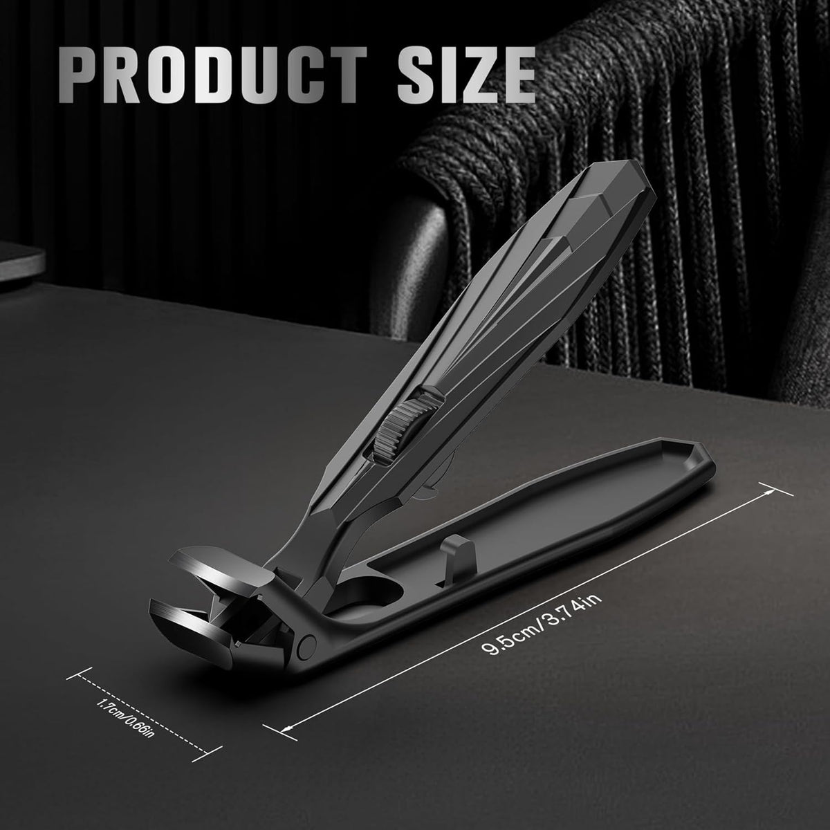 FERYES Angled Head Long Handled Toenail Clipper for Seniors - Large Wide Jaw Nail Clipper with Catcher for Thick Nails - Easier Trimming, Ergonomic Design (Black) - PuriLite