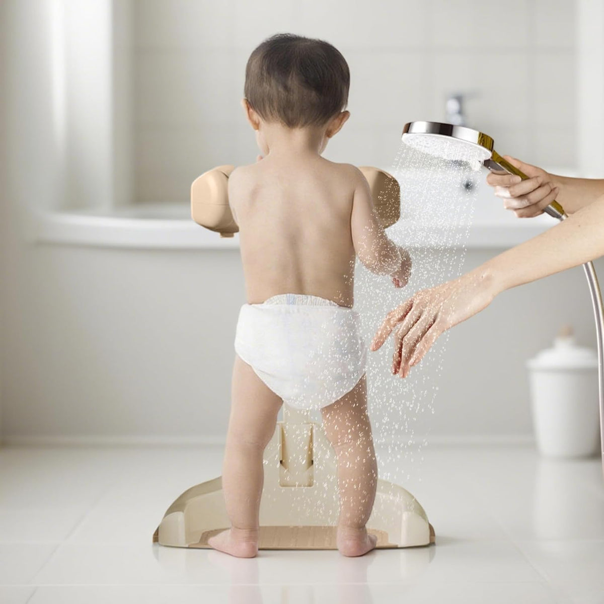 Baby Shower Stand, Adjustable Height & Non Slip Baby Bath Support With Safety Lock, Foldable & Portable Toddler Shower Stand For Kids 6 Months+ - PuriLite