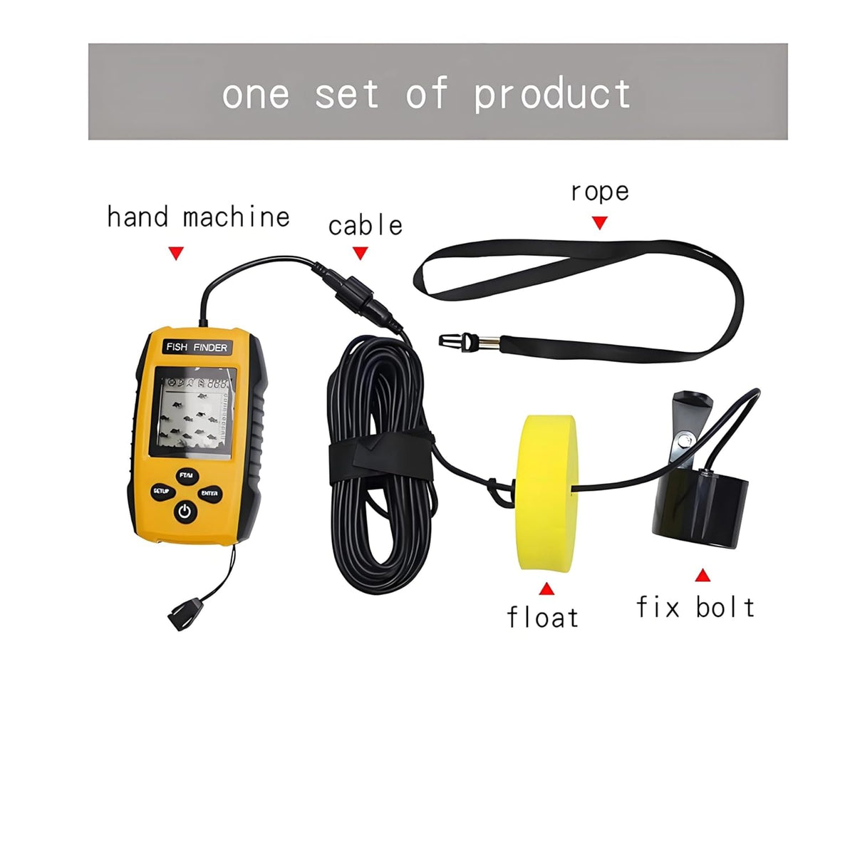 TL88 Fish Finder With Sonar Sensor Transducer, LCD Display, Portable for Boat and Ice Fishing, Handheld Depth Finder Kit - PuriLite