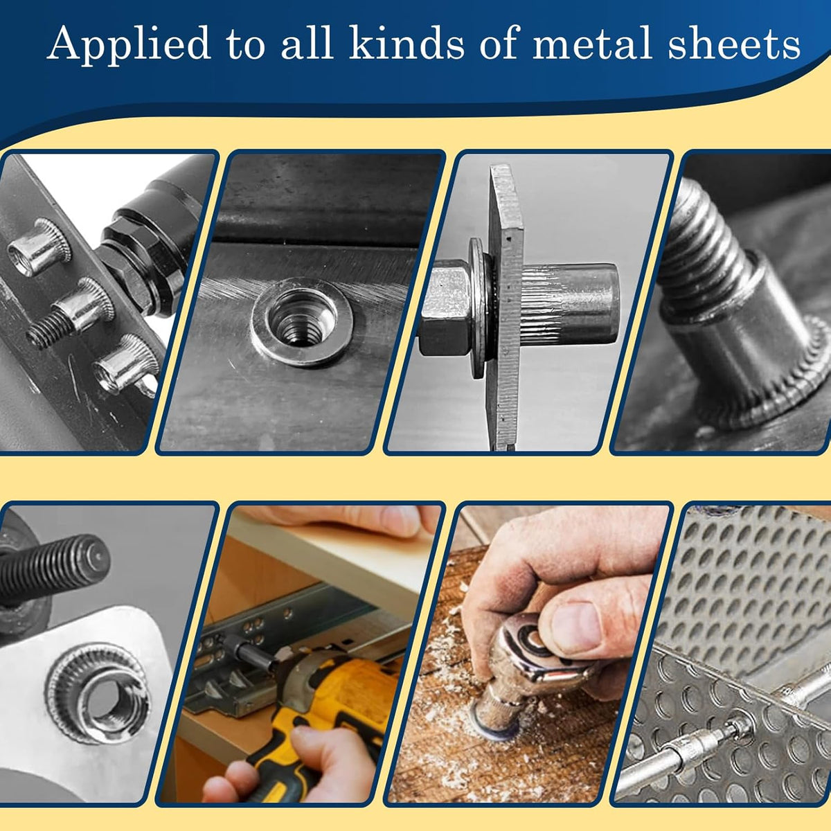 Vifmy Metric & SAE Rivet Nut Assortment Kit(420 Pcs),m3 m4 m5 m6 m8 m10 m12#6-32#8-32#10-24 1/4"-20 5/16"-18 3/8"-16 UNC Flat Head Rivnut Set,Zinc Plated Finish Carbon Steel Nutsert - PuriLite
