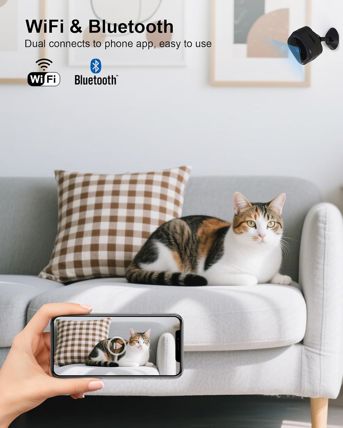AOBOCAM Mini Security Camera 1080P HD Wireless WiFi Indoor Camera with Motion Detection Night Vision APP Control Pet Camera Nanny Cam for Home Surveillance - PuriLite