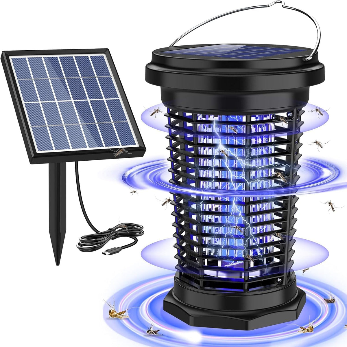 PALONE Solar Bug Zapper with 5.5W Solar Panel Charging, USB Charging Bug Zapper Light for Outdoor and Indoor - PuriLite