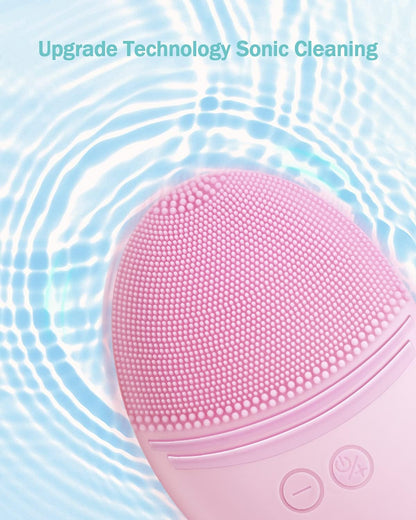 EZBASICS Sonic Facial Cleansing Brush Made with Ultra Hygienic Soft Silicone, Waterproof Sonic Vibrating Face Brush for Deep Cleansing, Gentle Exfoliating and Massaging, Inductive Charging Blue - PuriLite