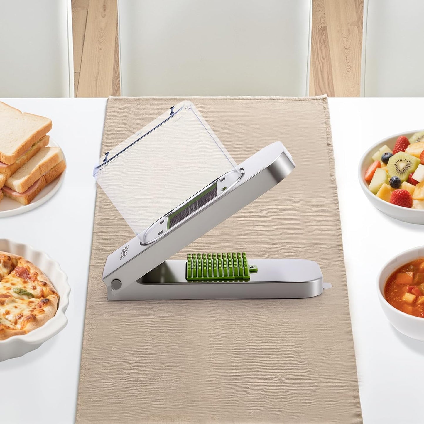 VEVOR Vegetable Chopper, Food Veggie Cutter with 3 Stainless Steel Blades, Onion Slicer with Container, Salad Potato Dicer Kitchen Gadgets & Essentials Home Appliances Tools for Easy DIY, Silver - PuriLite