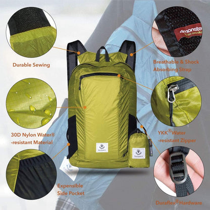 4Monster Hiking Daypack,Water Resistant Lightweight Packable Backpack for Travel Camping Outdoor - PuriLite