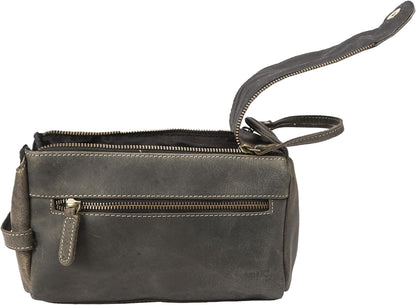 Premium Buffalo Leather Unisex Toiletry Bag Travel Dopp Kit Shaving kit (Distressed Tan) - PuriLite