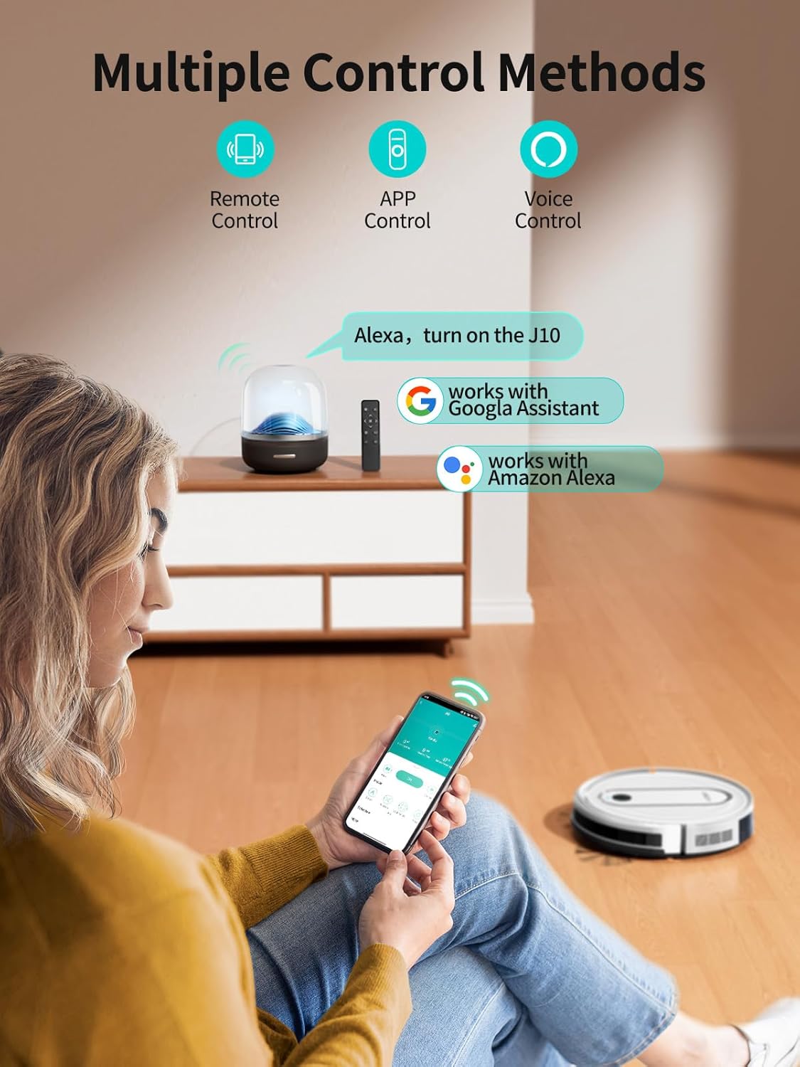 Robot Vacuum - Robot Vacuum and Mop, J10, Perfect for Pet Hair, Carpets, and Hard Floors - PuriLite