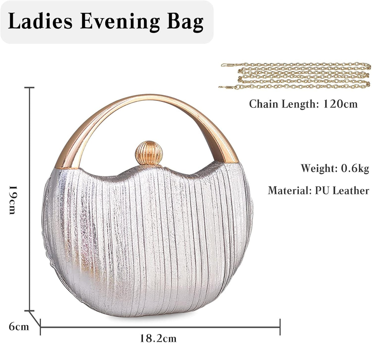CORIOS Women Clutch Bag Glitter Evening Bag Bridal Wedding Purse Elegant Shoulder Bag - PuriLite