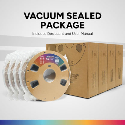OVERTURE PLA Filament 1.75mm PLA 3D Printer Filament, 1kg Cardboard Spool (2.2lbs), Dimensional Accuracy +/- 0.02mm, Fit Most FDM Printer (Black 1-Pack) - PuriLite
