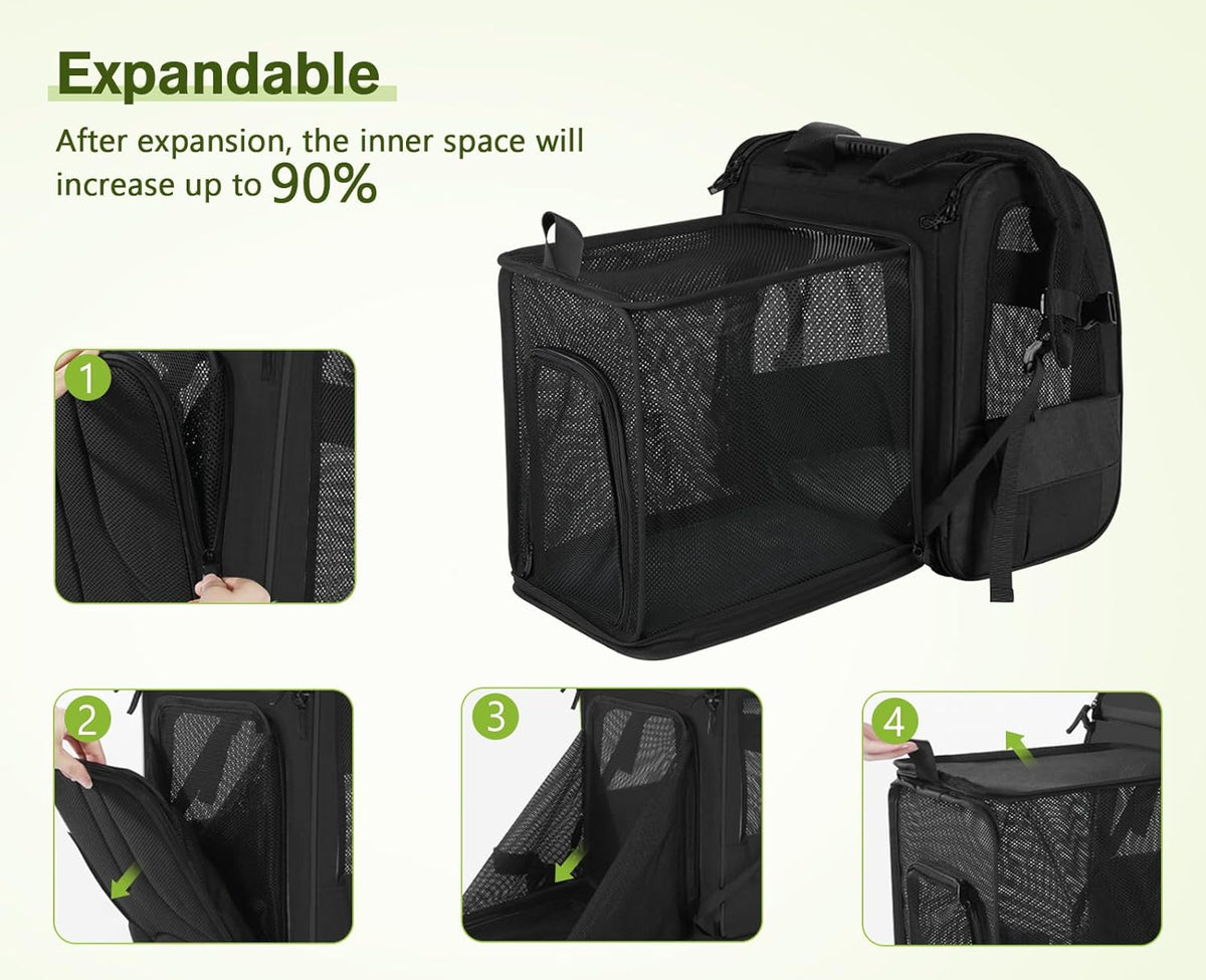 Pecute Pet Carrier Backpack, Dog Carrier Backpack Expandable with Breathable Mesh for Pets ＜6kg, Pet Backpack Carrier for Hiking Travel Camping Outdoor - PuriLite