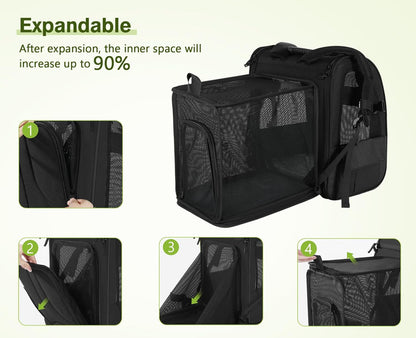 Pecute Pet Carrier Backpack, Dog Carrier Backpack Expandable with Breathable Mesh for Pets ＜6kg, Pet Backpack Carrier for Hiking Travel Camping Outdoor - PuriLite