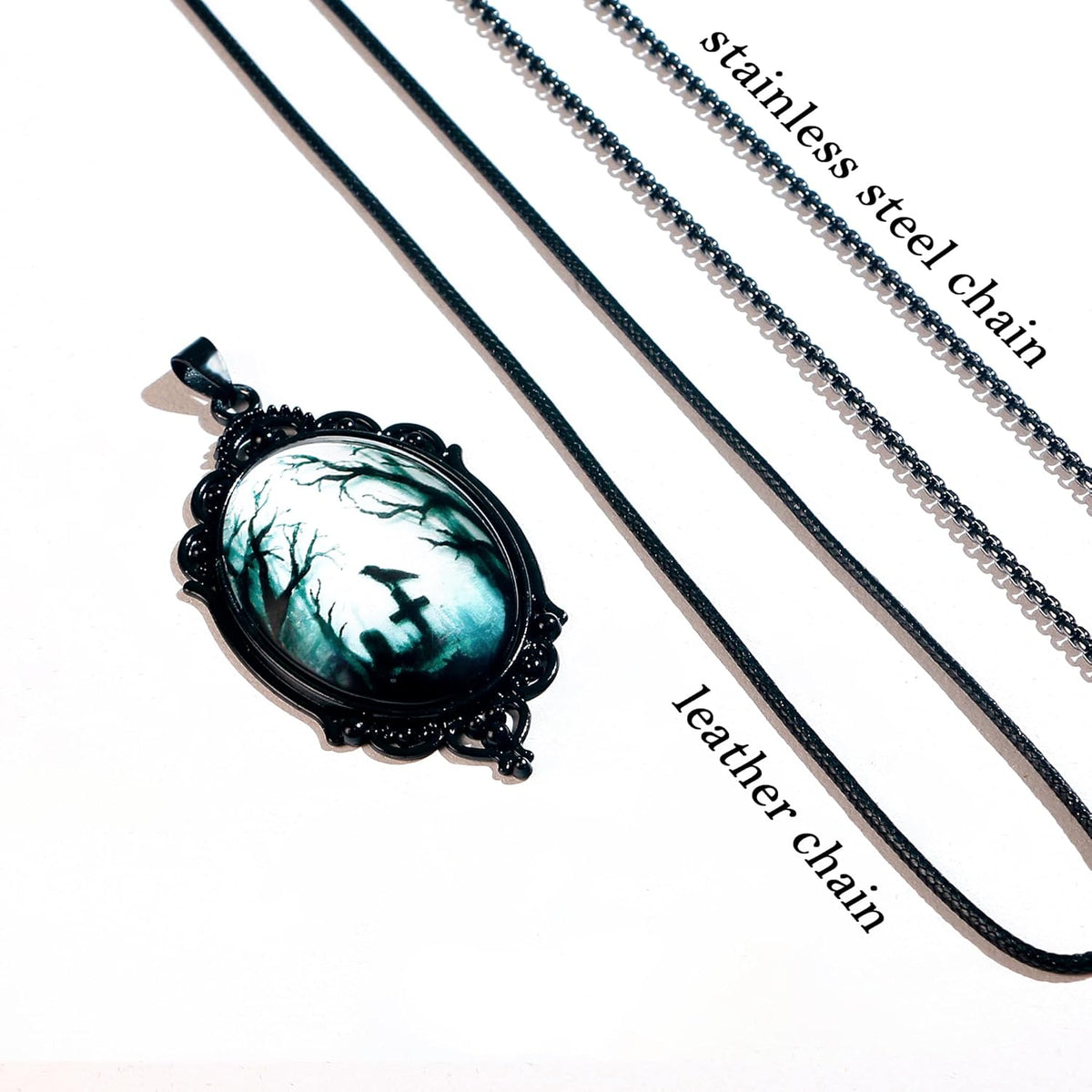 Gothic Necklace as Goth Accessories for Halloween Costume Jewelry for Women, Gothic Jewelry Witch Necklace as Black Choker Goth Gifts, Raven Vampire Pendant as Punk Grunge Accessories Halloween Gifts - PuriLite