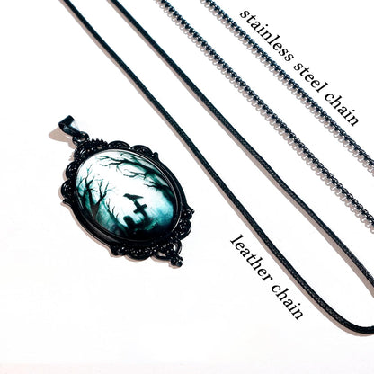 Gothic Necklace as Goth Accessories for Halloween Costume Jewelry for Women, Gothic Jewelry Witch Necklace as Black Choker Goth Gifts, Raven Vampire Pendant as Punk Grunge Accessories Halloween Gifts - PuriLite