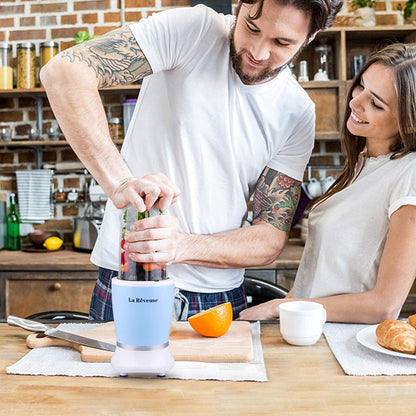 La Reveuse Personal Size Blender 250 Watts Power for Shakes Smoothies Seasonings Sauces with 1 Piece 15 oz Cup,1 Piece 10 oz Mug,BPA Free (Black) - PuriLite