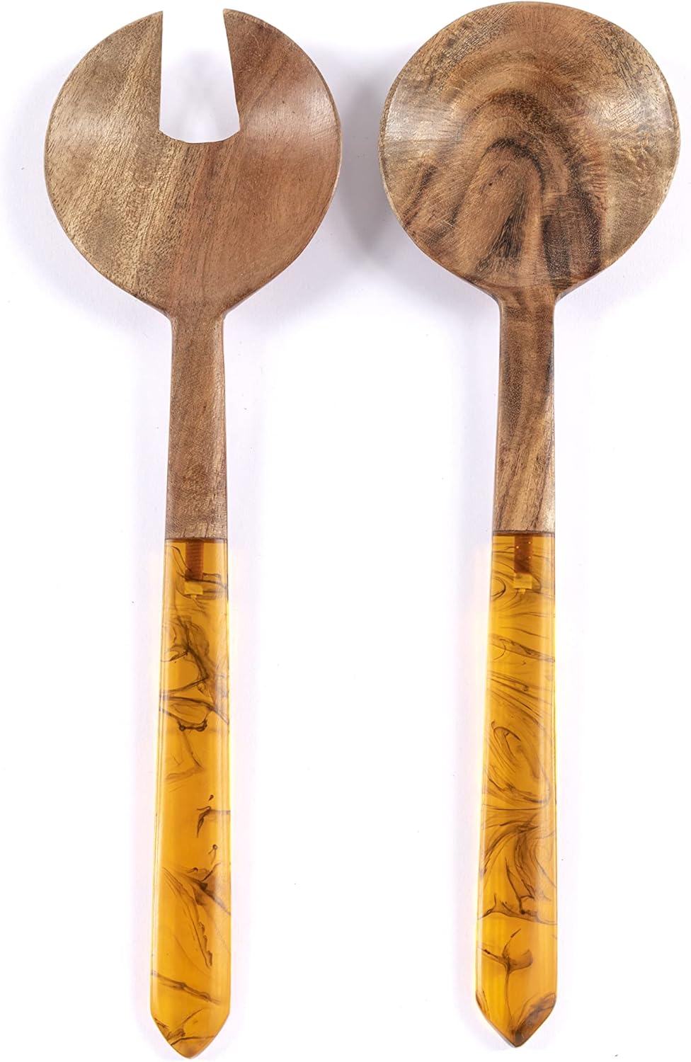 Galapagos Wood Salad Servers with Resin Handle- Shiraleah - PuriLite