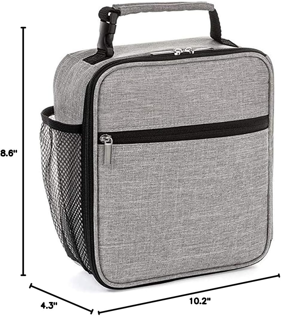 Insulated Lunch Bag, Leakproof Portable Lunch Box for Women Men Boys Girls, Large Capacity Cooler Bag with Handle and Bottle Pocket for Office School Camping Hiking Outdoor Beach Picnic (Black) - PuriLite