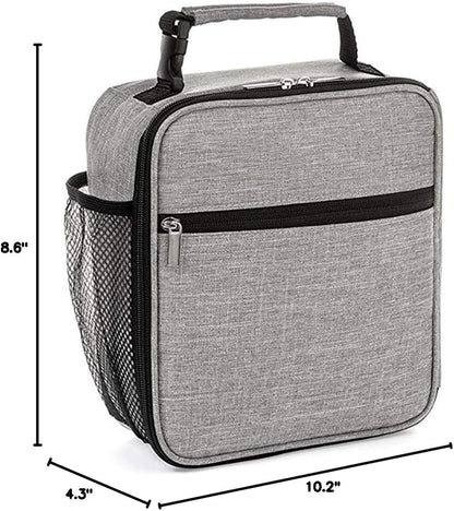 Insulated Lunch Bag, Leakproof Portable Lunch Box for Women Men Boys Girls, Large Capacity Cooler Bag with Handle and Bottle Pocket for Office School Camping Hiking Outdoor Beach Picnic (Black) - PuriLite
