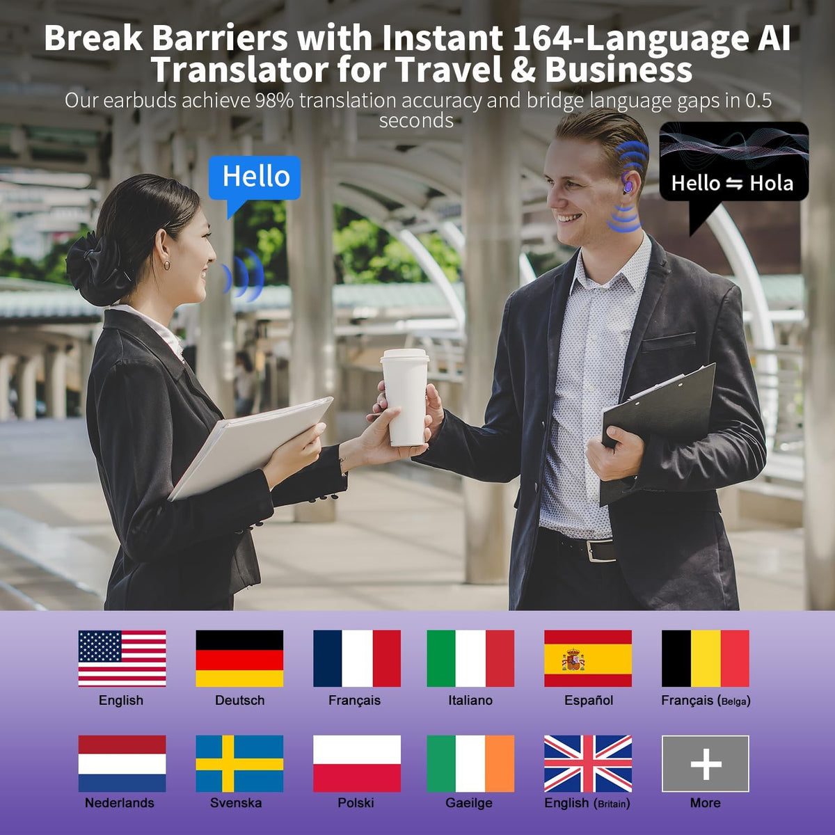 Purilite Select 3-in-1 AI Translator Earbuds – Speak, Connect, Understand the World - PuriLite
