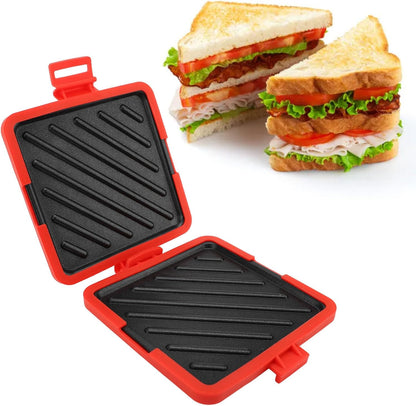 Microwave Toastie Maker, Grilled Cheese Sandwich Maker, Microwavable Toaster with Adjustable Silicone Straps No Electricity Cordless (Red) - PuriLite