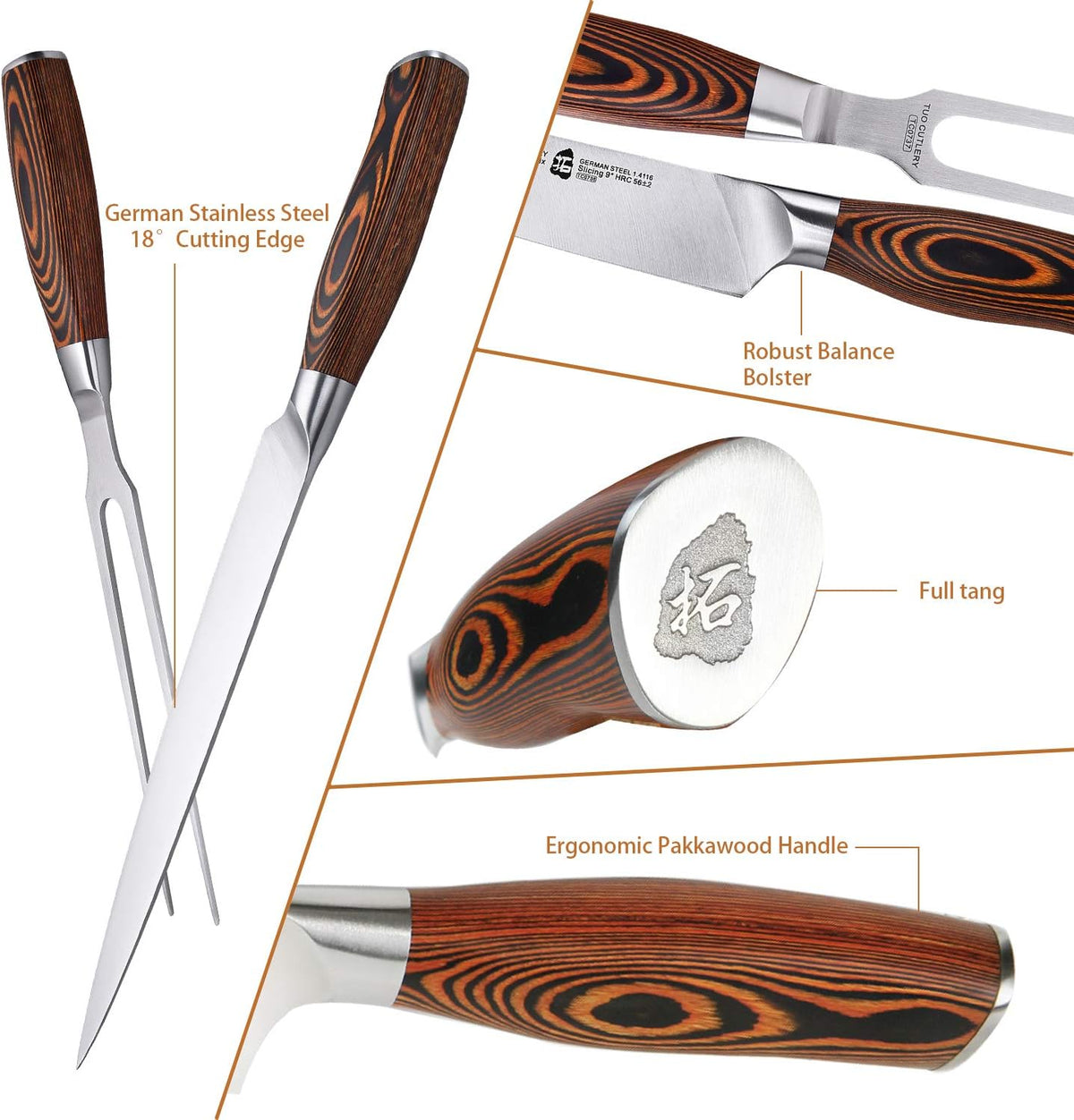 TUO Boning Knife - Razor Sharp Fillet Knife - High Carbon German Stainless Steel Kitchen Cutlery - Pakkawood Handle - Luxurious Gift Box Included - 7 inch - Fiery Phoenix Series - PuriLite