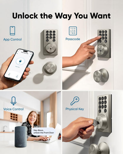 eufy Smart Lock C30, Keyless Entry Door Lock, Built-in WiFi Deadbolt, Smart Lock for Front Door, No Bridge Required, Easy Installation, App Remote Control, Auto Lock, Black - PuriLite