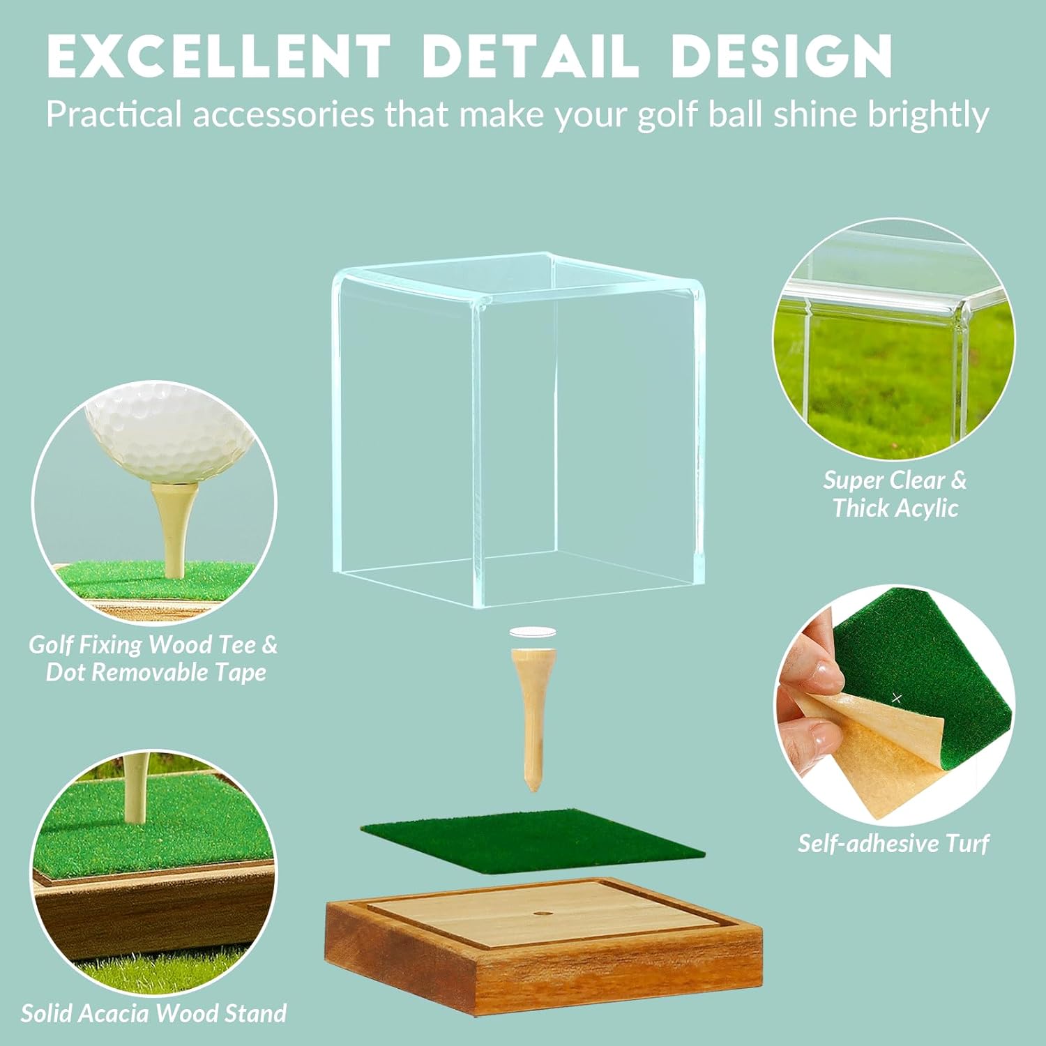 JupDec Baseball Display Case, Clear Cube Baseball Holder with Wooden Base, Autograph Baseball Stand Box for Single Ball, Acacia Wood, Brown, 1 Pack - PuriLite