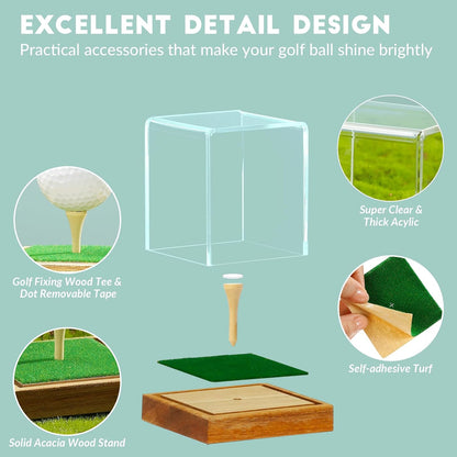 JupDec Baseball Display Case, Clear Cube Baseball Holder with Wooden Base, Autograph Baseball Stand Box for Single Ball, Acacia Wood, Brown, 1 Pack - PuriLite