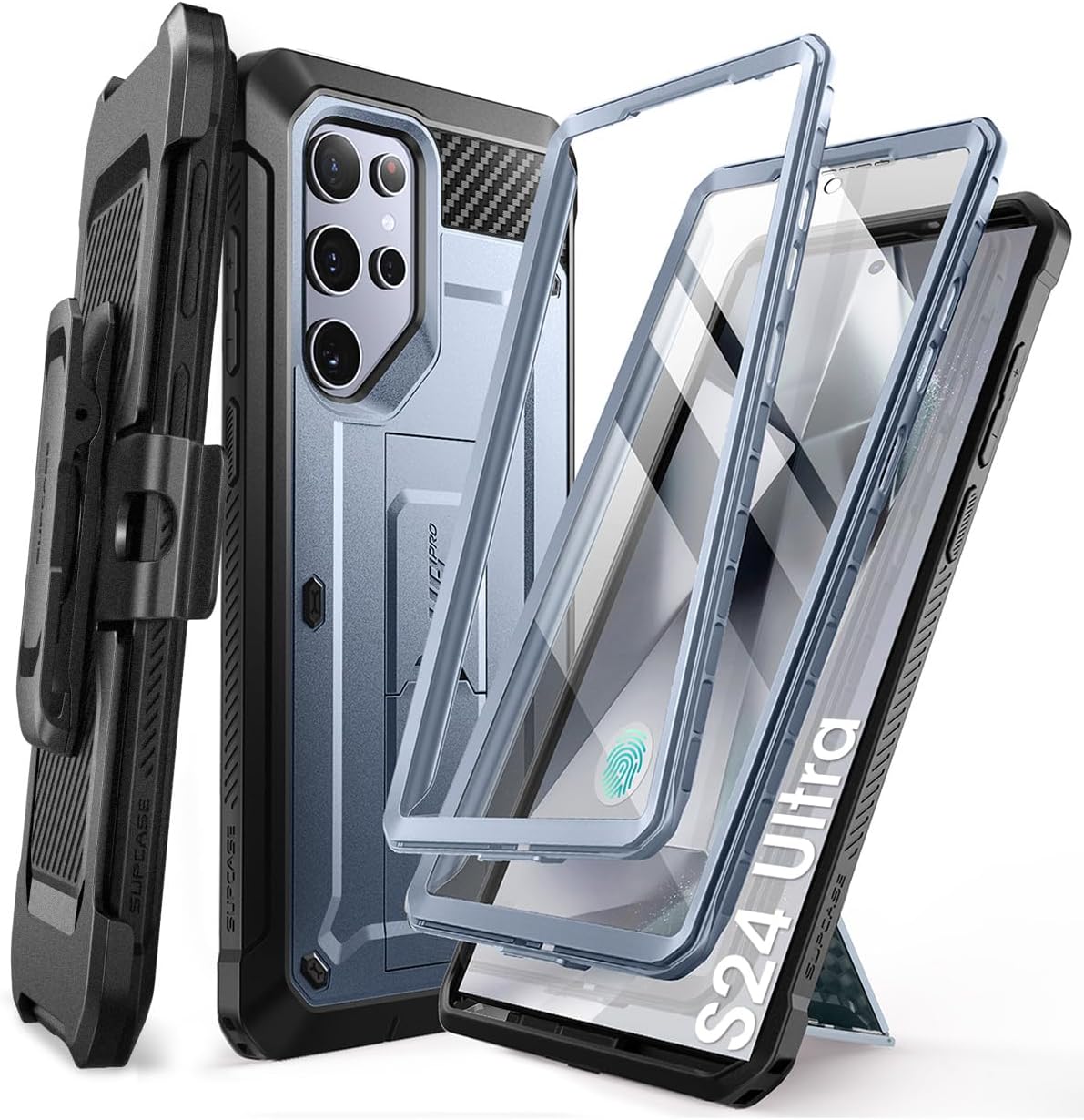 SUPCASE Unicorn Beetle Pro Case for Samsung Galaxy S23 Ultra 5G (2023), [Extra Front Frame] Full-Body Dual Layer Rugged Belt-Clip & Kickstand Case with Built-in Screen Protector (Black) - PuriLite