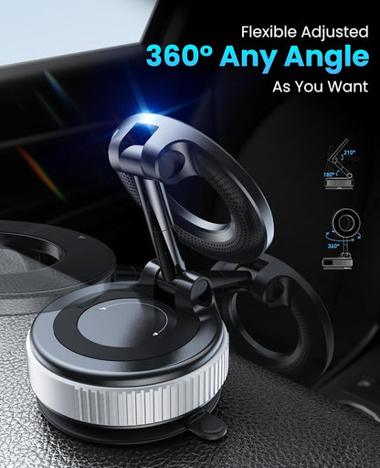 Jononser Vacuum Magnetic Suction Cup Phone Mount for Magsafe, 360° Adjustable Magnetic Phone Holder, Pocket Size Foldable Portable Cell Phone Holders for Your Car for All Smartphones & All Car Models - PuriLite